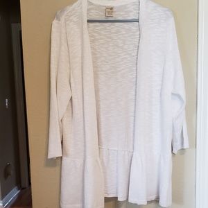 White Terra & Sky Open Peplum Cardigan SZ 1X